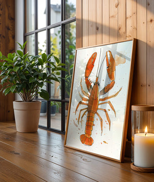 Illustrated Lobster Artwork With Splash of Colors - Mi tienda