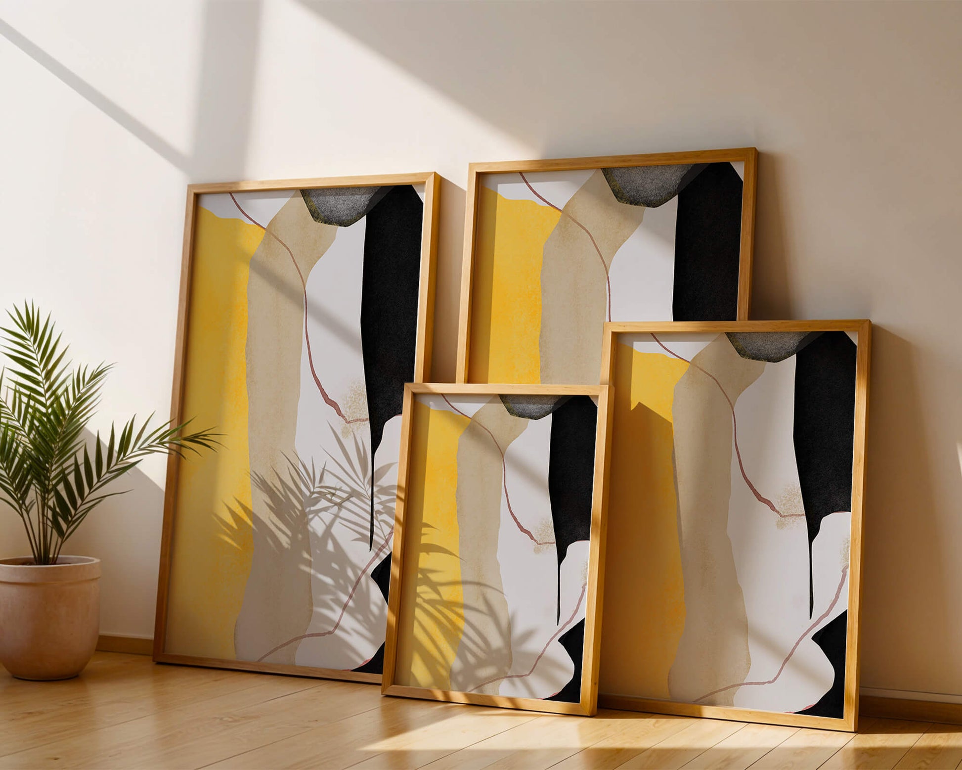 Abstract Composition with Geometric Shapes and Earth Tones