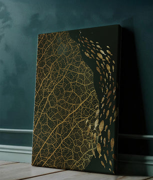Hoja abstracta con patrón geométrico y siluetas de peces