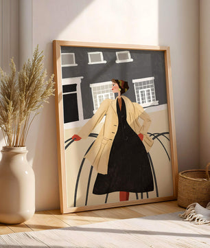 Chic Woman in Vintage Coat Posing Outdoors in Urban Setting