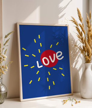 Diseño abstracto con temática de amor colorido con elementos audaces