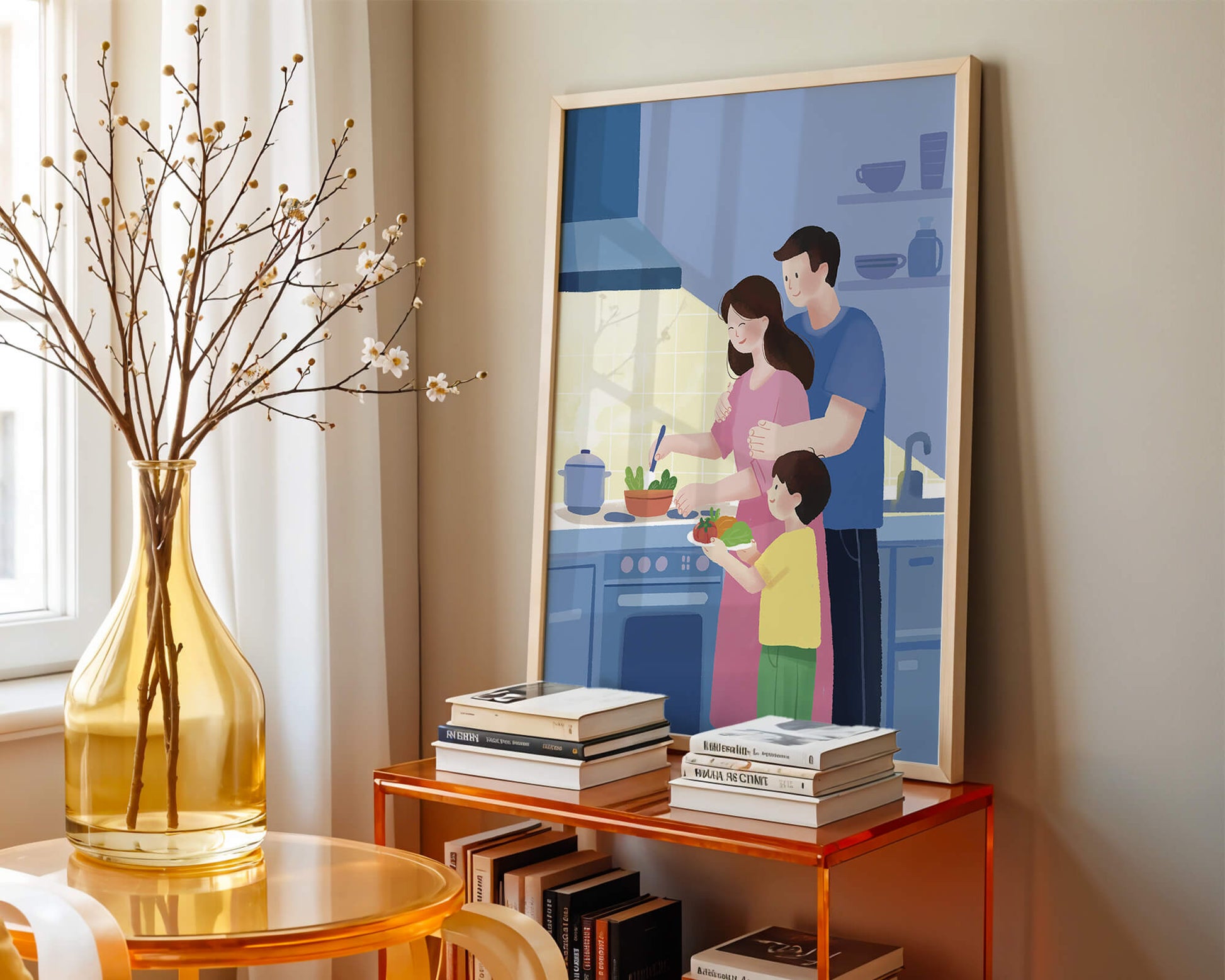 Family Cooking Together in a Modern Kitchen