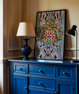 Colorful Geometric Pattern with Symmetrical Design and Abstract Motif