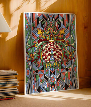 Colorful Geometric Pattern with Symmetrical Design and Abstract Motif