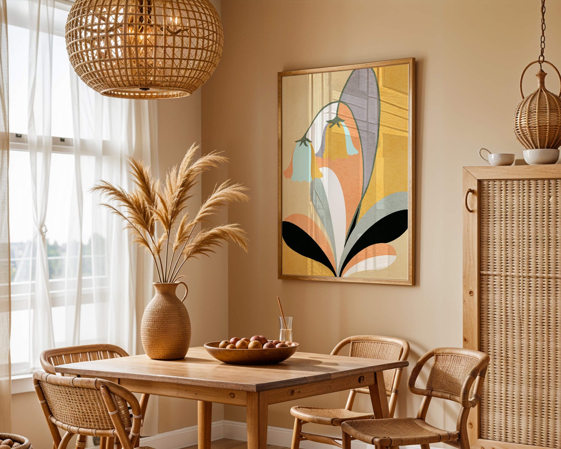 Abstract floral pattern with pastel colors and modern design