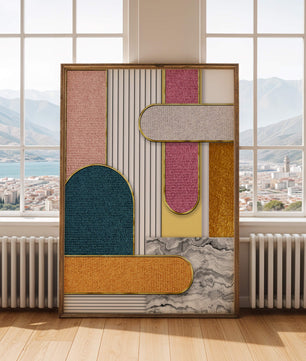 Abstract Geometric Art with Gold Accents