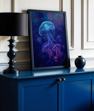 Jellyfish Illuminated in Magical Ocean Scene