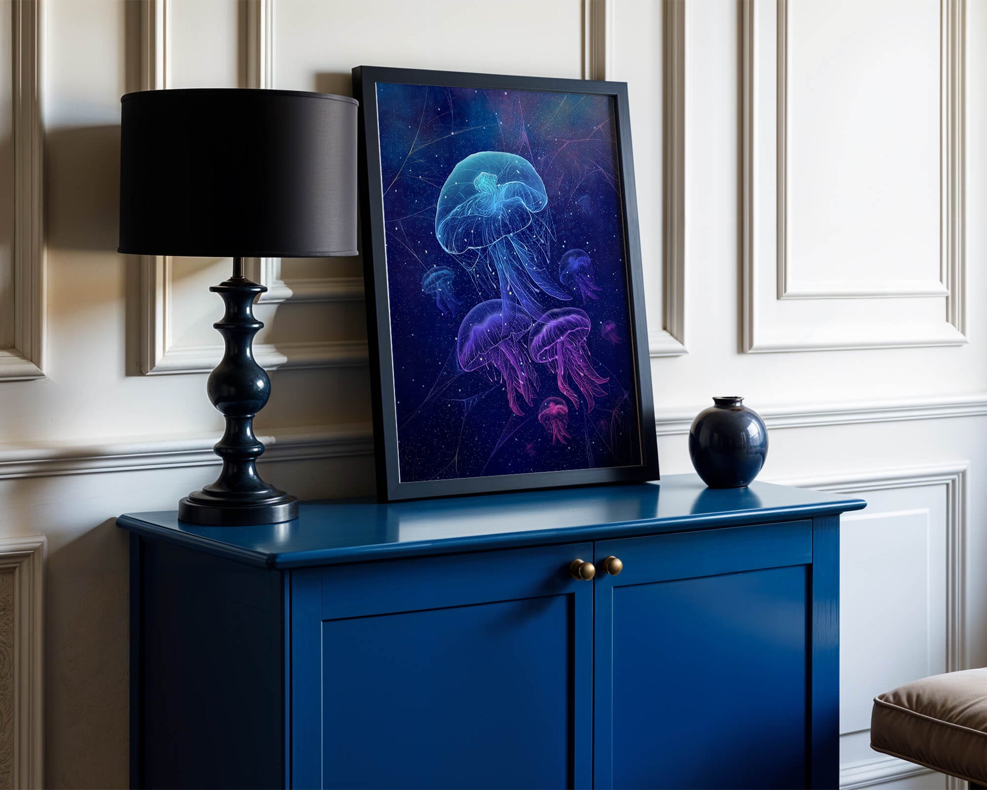 Jellyfish Illuminated in Magical Ocean Scene