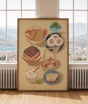 Illustration colorée de la cuisine chinoise avec divers plats