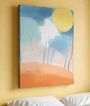 Serene Landscape with Bare Trees and Sunlit Sky