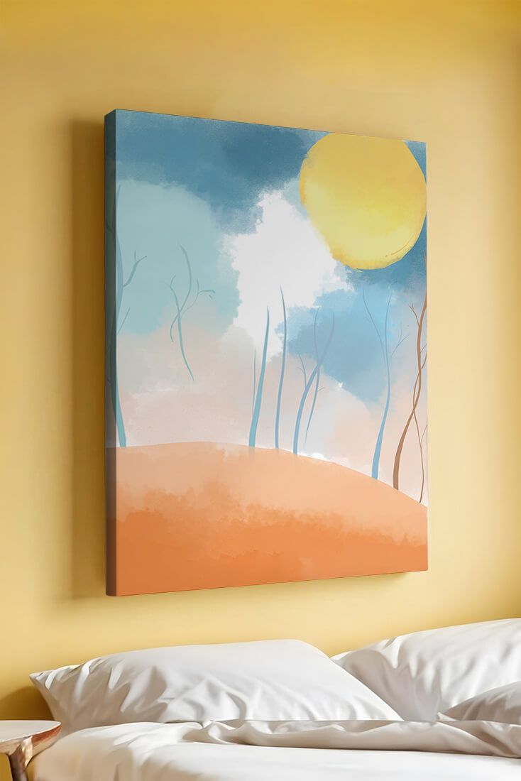 Serene Landscape with Bare Trees and Sunlit Sky
