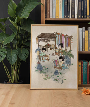 Charmante illustration des arts textiles traditionnels dans un cadre serein