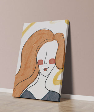 Illustration Of A Woman With Red Hair And Minimalist Features - Mi tienda