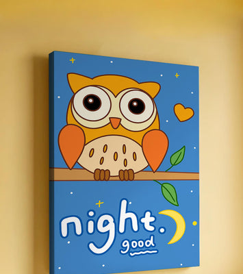 Colorful owl illustration with night theme and positive message