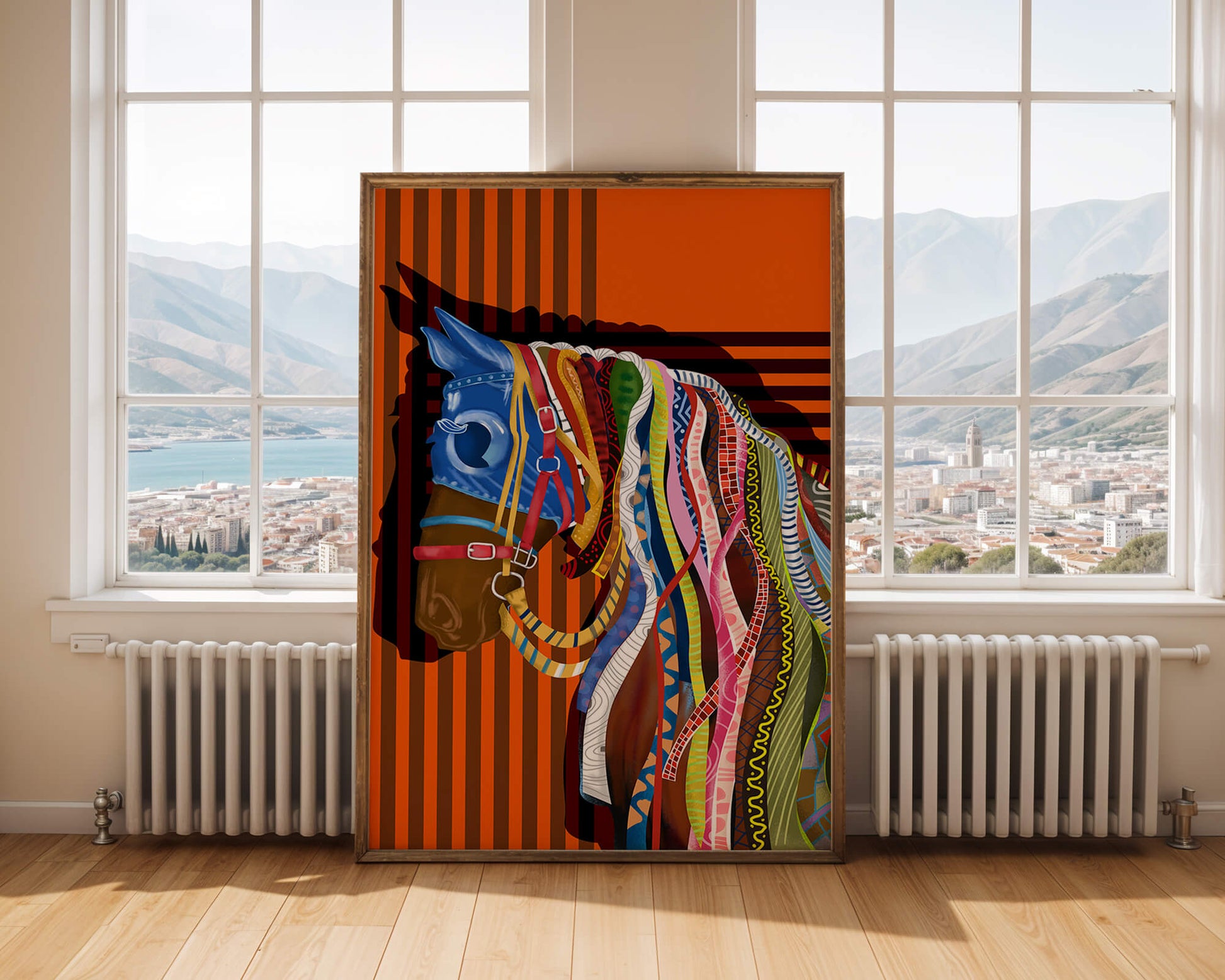 Colorful abstract horse art with intricate patterns