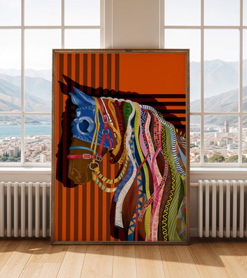 Colorful abstract horse art with intricate patterns