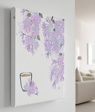 Elegant floral illustration with lilac blossoms and delicate branches