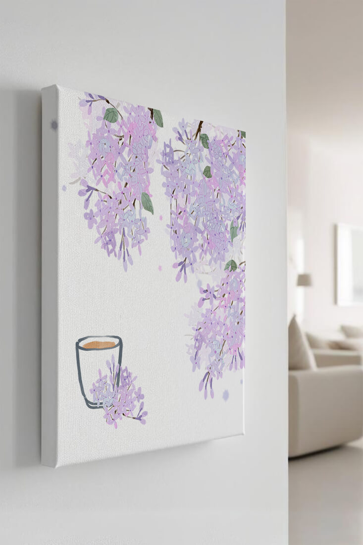 Elegant floral illustration with lilac blossoms and delicate branches