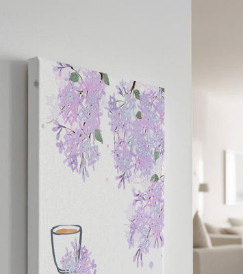 Elegant floral illustration with lilac blossoms and delicate branches