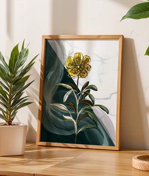 Elegant golden flower art with abstract background