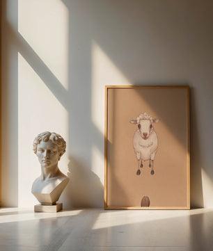 Illustration of an adorable sheep on a textured background