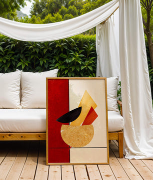 Abstract Geometric Composition with Bold Colors and Textures - Mi tienda