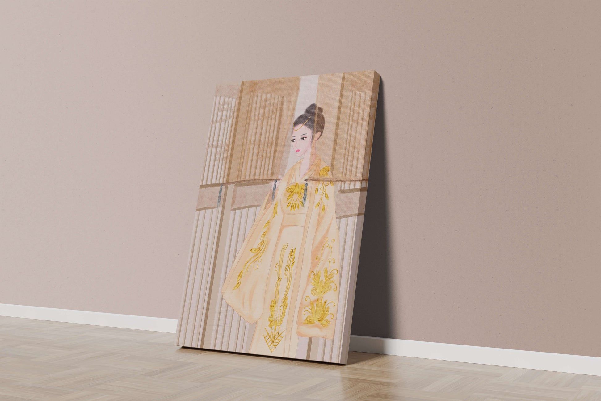 Traditional Chinese attire with gold embroidery and elegant design