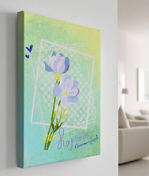 Ilustración floral delicada con colores pastel y lunares