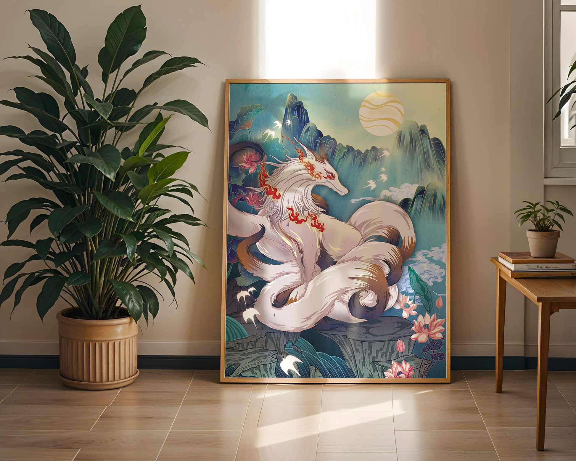 狐妖在充满生机的幻想景观中