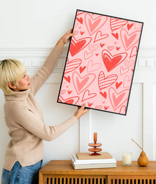 Playful Heart Pattern on Pink Background - Mi tienda