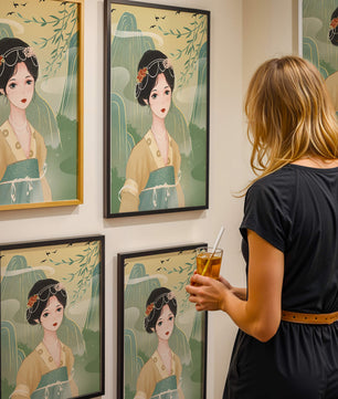 Traditional Asian Art Featuring Woman with Jewel Embellishments