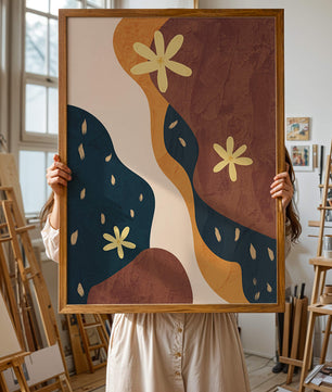 Abstract Floral Composition with Bold Colors and Textures