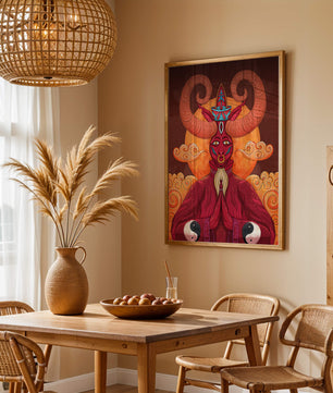 Mythical creature artwork with intricate patterns and symbolism