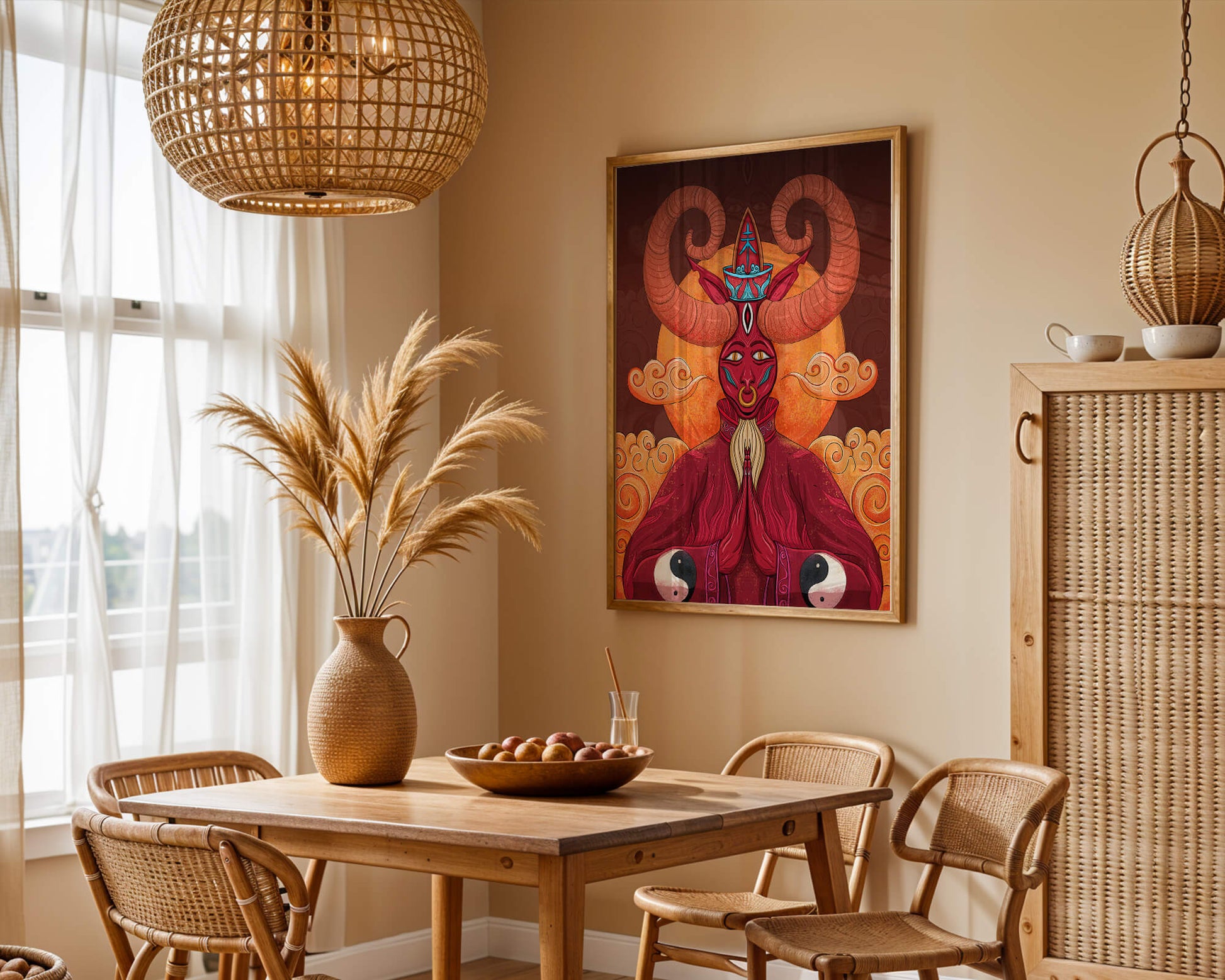 Mythical creature artwork with intricate patterns and symbolism