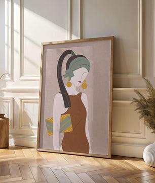 Femme élégante avec accessoires à la mode dans un style art moderne