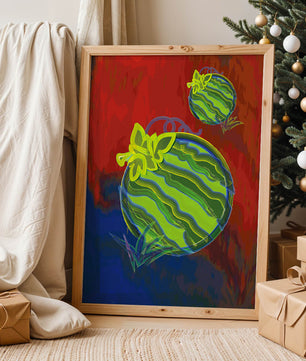 Obra de arte abstracta de sandía colorida con fondo vibrante