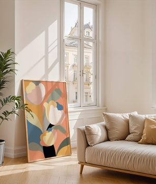 Colorful abstract shapes with soft pastel tones
