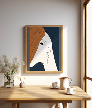 Abstract Portrait with Stylized Hair and Minimalist Design - Mi tienda