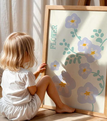 Floral design with pastel flowers and abstract leaves