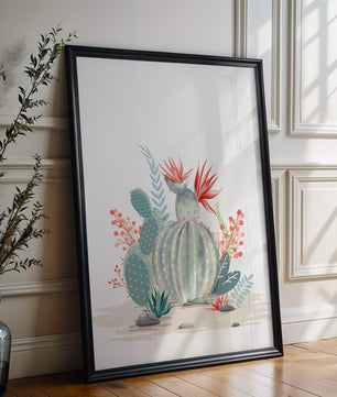 Colorful Cactus Arrangement With Red Blooms And Desert Plants - Mi tienda