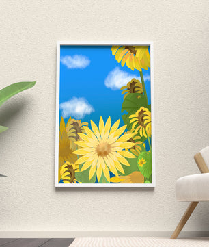 Sunny Sunflowers Against a Bright Blue Sky