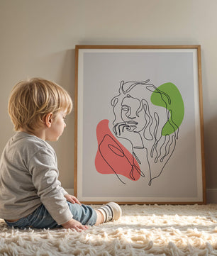 Modern Line Art Portrait With Abstract Shapes