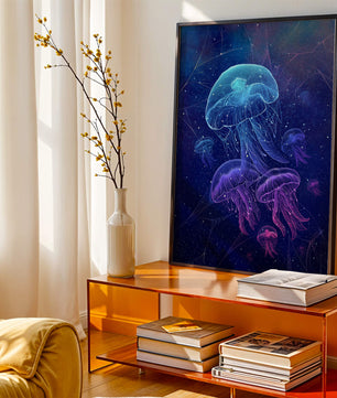 Jellyfish Illuminated in Magical Ocean Scene