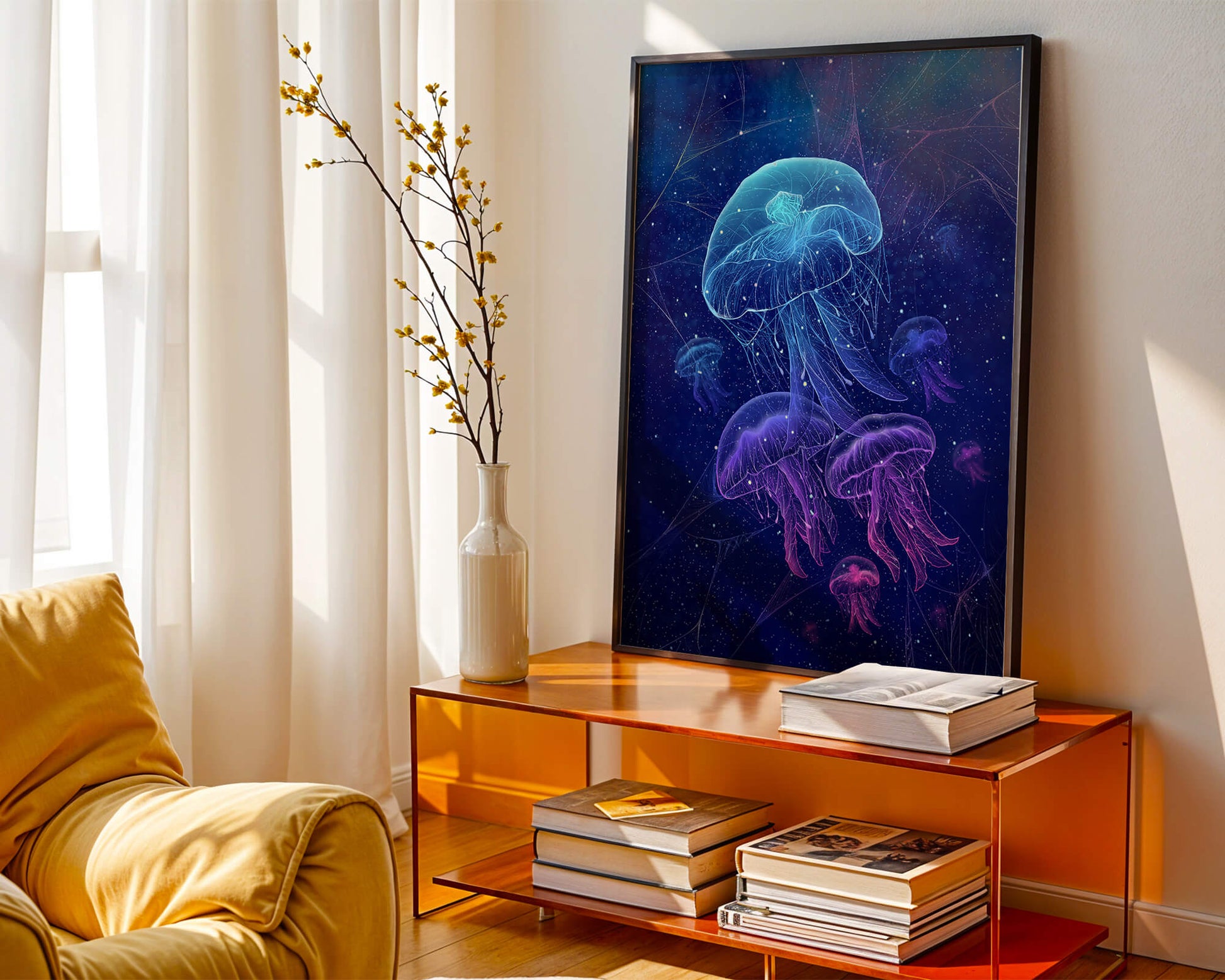 Jellyfish Illuminated in Magical Ocean Scene