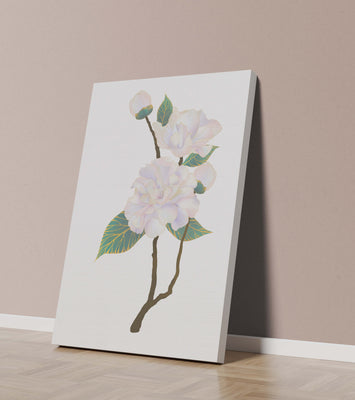 Delicate blooming flowers with lush leaves in elegant design
