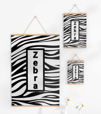 Elegant zebra print design with bold text accent