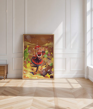 Festive anime character surrounded by gifts and holiday decor