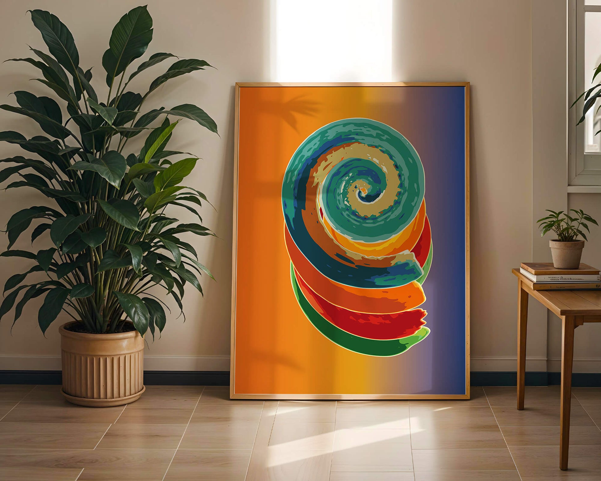 Bunte Spirale abstrakte Kunst mit lebendigem Farbverlauf Hintergrund