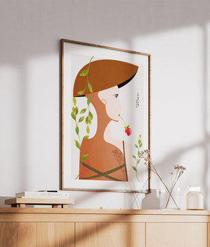 Elegant Abstract Portrait of a Woman with Floral Elements and a Large Hat - Mi tienda