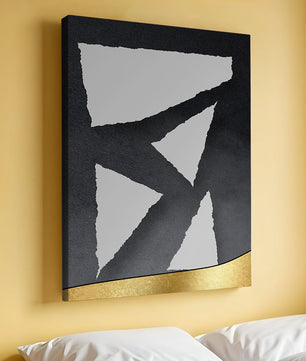 Abstract geometric design with gold and black elements